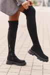 Women's Over the Knee Eco Suede Boots Black Irithalla