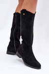 Flat Heeled Boots With Perforated Pattern Black S.Barski HY51-062