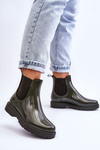 Women's Slip On Galoshes Chelsea Boots Dark Green Larone
