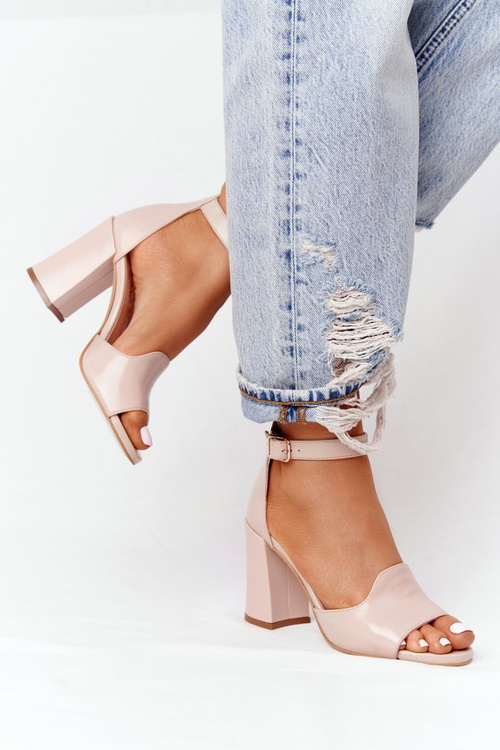 Leather High Heel Sandals Visconi 4361537 Nude