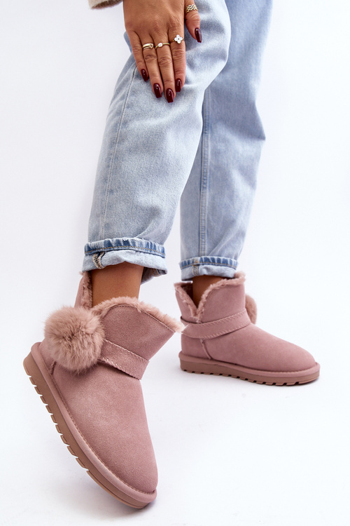 Pink Women's Suede Snow Boots with Cutouts Eraclio