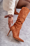 Classic Suede Black Boots On A Camel Ameya