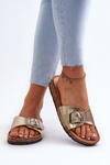 Women's Cork Platform Sandals with Gold Buckle Moaxi