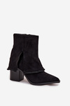 Women's Block Heel Boots with Turned Up Shaft Black Idalia