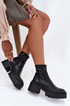 Women's Ankle Boots with Chunky Heel and Platform Eco Leather Black Elvianne