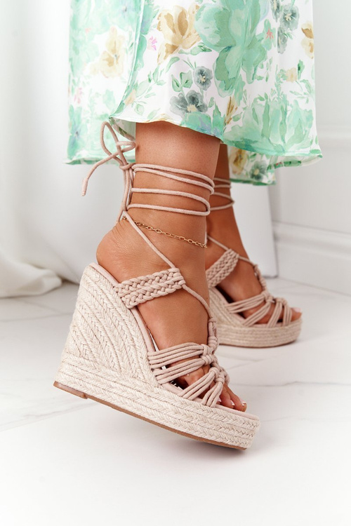 Lace-up Wedge Sandals With Braids Nude Run The World