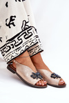 Sparkling Women's Sandals With Decoration Flat Pink Gold Russona