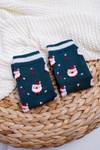Women's Christmas Socks Anti-Slip Green With Santa Claus