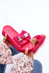 Women's Slippers with Bow and Decorative Teddy Bear Fuchsia Katerina