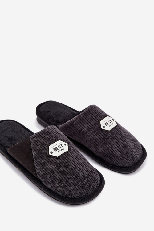 Men's slippers with patch Black Presine