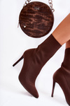 Women's High Boots With A Sock On A Heel Brown Luisell