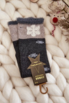 Women's Long Socks with Snowballs Dark Grey