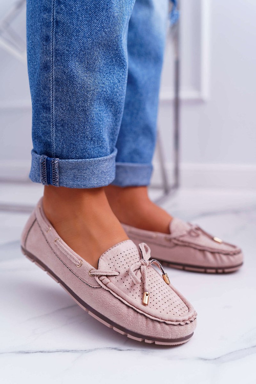 Women's Suede Moccasins Beige Grella