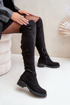 Knee High Boots With Flat Heel Black Filora
