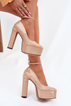 Lacquered High Heel And Platform Pumps Beige Nianka