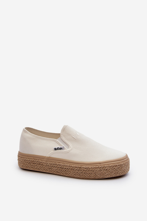 Trampki Damskie Z Plecionką Slip-On Białe Lee Cooper LCW-24-44-2430