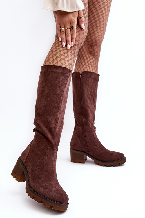 Women's Over-The-Knee Boots Low Heel Dark Brown Beveta