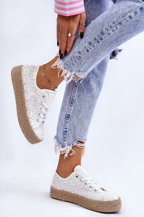 Women's Big Star Braided Platform Sneakers LL274199 White