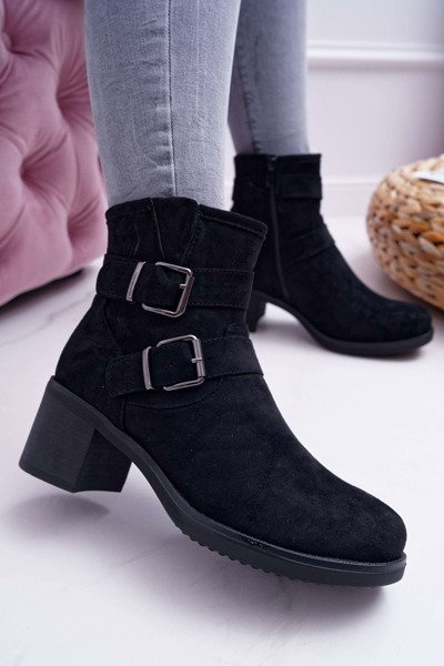 Women's Heeled Boots Suede Black Fagret