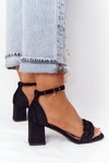 Suede High Heel Sandals Black Long Island