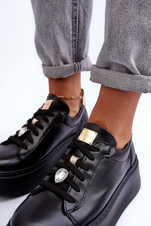 Leather Sport Shoes On Platform Maciejka 06191-01 Black