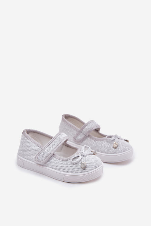 Children's Ballet Flats With Bow Silver Amirinas
