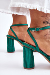 Fashionable Sandals With A Bow On Heels Green Callum