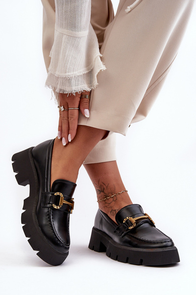 Women's Loafers with Embellishment Black Peuria