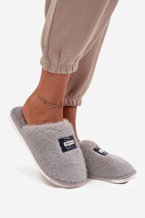 Home Shoes Women's Furry Gray Slippers Maelis