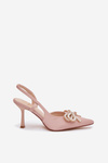 Heels with bow and open heel Beige Derissa