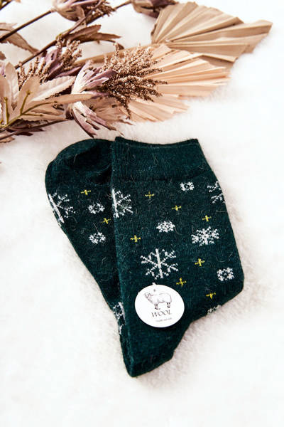 Christmas Socks Snowflakes Green