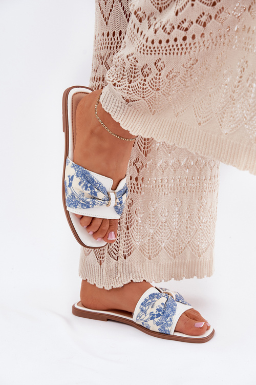 Women's Flat Sandals With Bow White Avenza