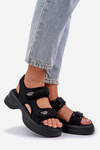 Fabric Lightweight Platform Sandals Black Deniffia