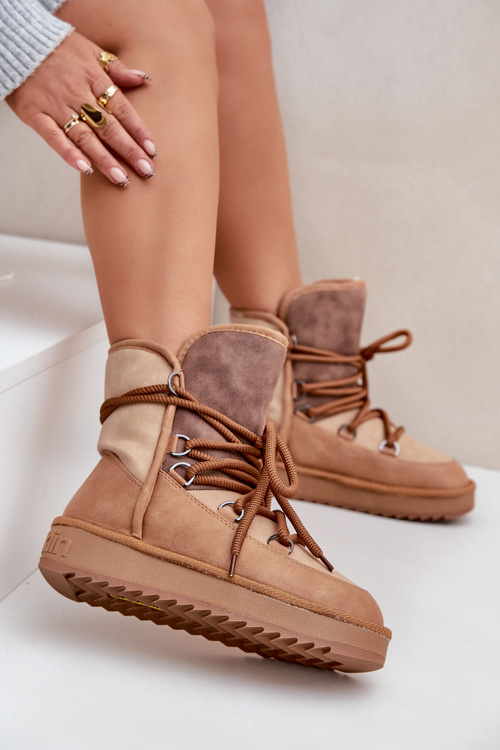 Damskie Śniegowce Z Wiązaniem Na Platformie Camel D.Franklin DFSH370013