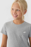 Dziewczęcy T-shirt Gładki Bawełniany Szary 4F 4FJWMM00TTSHF1658-27M