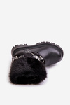 Eco Leather Girls Boots With Fur And Buckles Black Cartemes