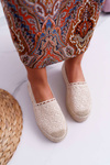 Women's Lace Espadrilles Beige Platform Desante