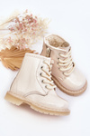 Children's Patent Leather Boots with Zipper Beige Tibbie