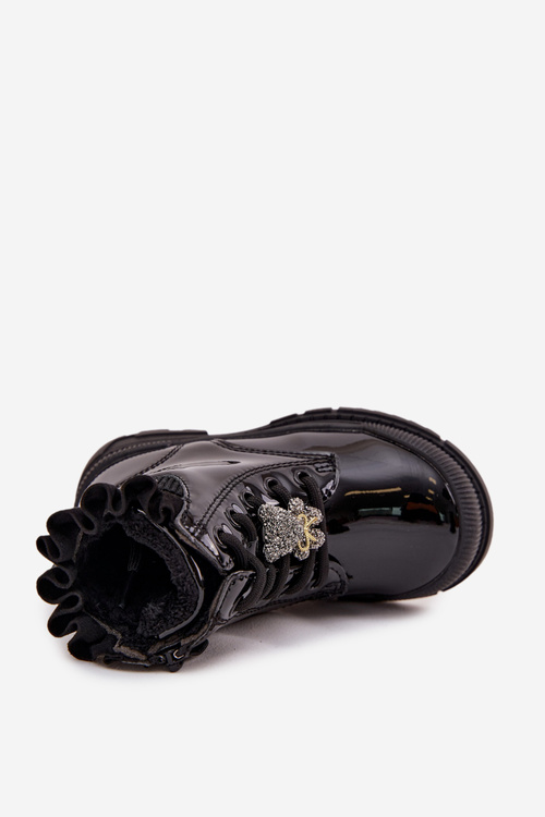 Girls' patent leather ankle boots with zipper black Felori