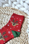 Women's Christmas Socks With Reindeers Red