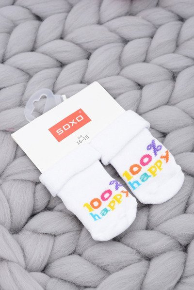 Soxo Infant White Socks 100% Happy