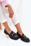 Women Moccasins With Golden Detail Eco Leather Black Gemitha