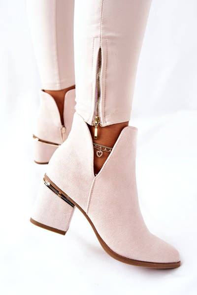 Women's Suede Boots With Cut outs Beige Noel