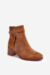 Suede Boots With Buckle Heel Brown Bronte