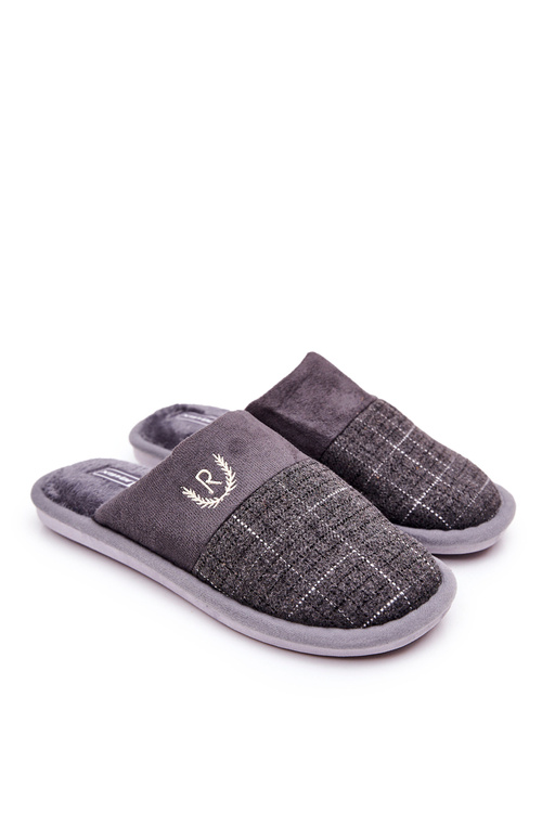 Padded Checked slippers Grey Blase