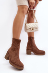 Women's Ankle Boots with Chunky Heel Brown Argastis