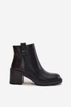 Insulated women's ankle boots made of eco leather with heel black Alvena