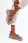Women's Suede Moccasins with Decoration Cappuccino Zazoo 3429/W