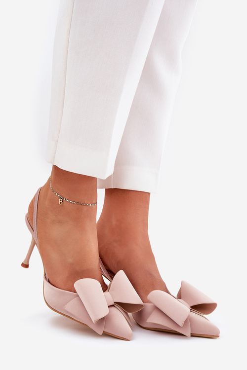 Heels With Open Heels And Bow Beige Eklevia