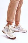 Fashionable Women's Wedge Sneakers Beige Jolly